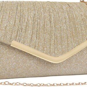 Versatile Gold Glitter Crossbody Pouch for Weddings and Cocktail Parties